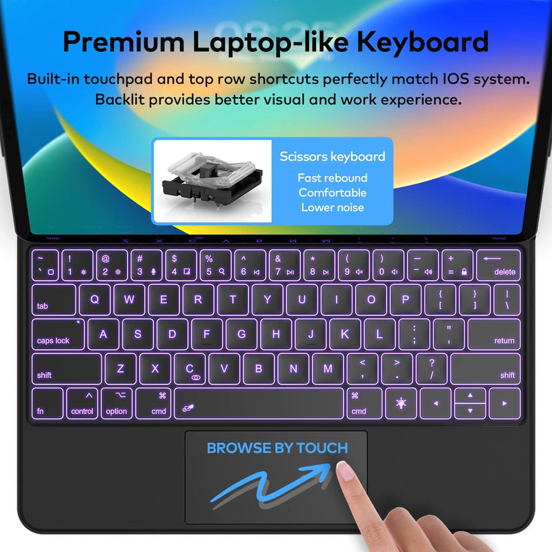 Funda con Teclado runelk para iPad Air 11" (M4/M3/M2) y Pro 11" - Negro