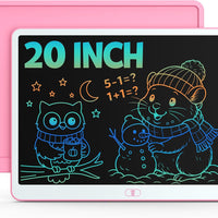 Bravokids 20 Inch LCD Writing Tablet for 3-8 Year Olds - Electronic Drawing Pad and Doodle Board as Educational Birthday Gifts for Girls and Boys (Pink)