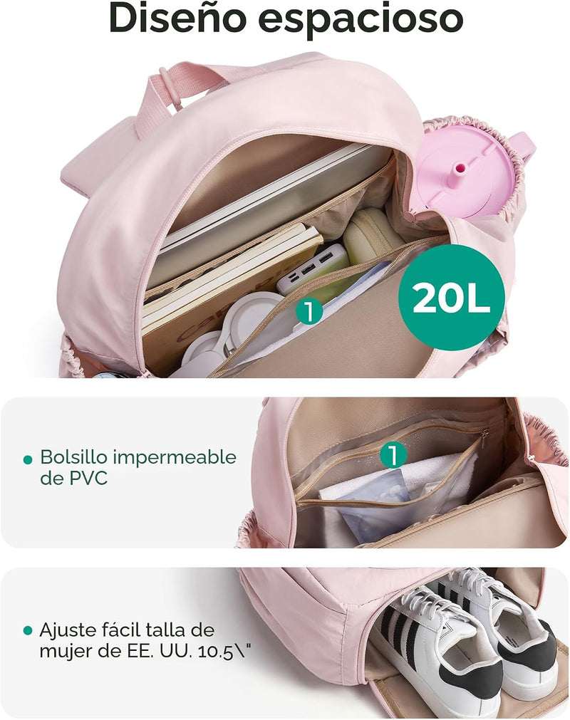 BAGSMART - Bolsa de tenis y gimnasio para mujeres, con compartimento para 2 raquetas,