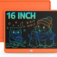 Bravokids 16 Inch LCD Writing Tablet for 3-8 Year Olds - Electronic Drawing Pad and Doodle Board as Educational Birthday Gifts for Girls and Boys (Orange)