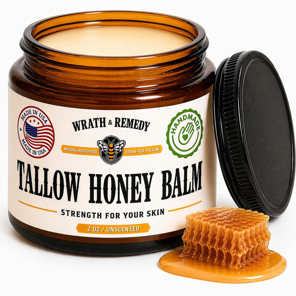 Organic Beef Tallow & Honey Balm for Skin - Concentrated, Unscented (2 OZ)