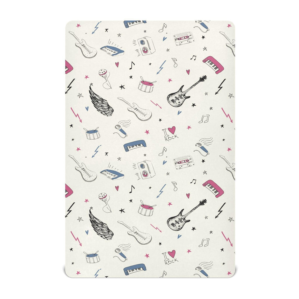 Crib Sheets for Boys Music Symbols Toddler Baby Girl Sheets for Crib,Neutral Mini Crib Nursery Mattress Sheets Fitted,Crib Mattress Soft & Breathable 52 * 28 * 9In