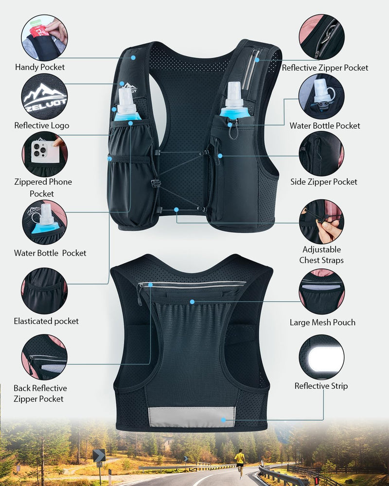 Chaleco de correr para mujeres y hombres, patente de EE. UU., correas ajustables para el