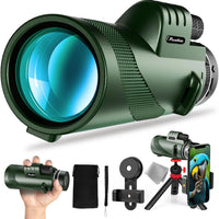 40X60 Monocular Telescope with Smartphone Holder& Tripod, High Power Nitrogen-Filled Monocular for Adults with BAK4 Prism & FMC Lens, HD Monocular Scope for Birdwatching Hiking Concert Travelling