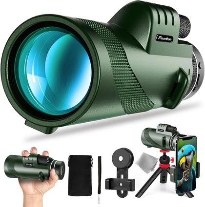 40X60 Monocular Telescope with Smartphone Holder& Tripod, High Power Nitrogen-Filled Monocular for Adults with BAK4 Prism & FMC Lens, HD Monocular Scope for Birdwatching Hiking Concert Travelling
