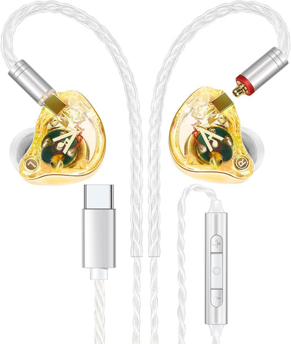 Audiovance Vibes 202MC USB-C HiFi Wired Earbuds, Type-C Headphones with Mic