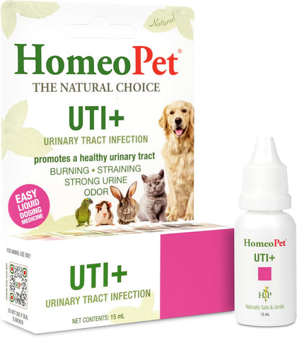 HomeoPet UTI+ Urinary Tract Supplement for Dogs and Cats, 15 Milliliters