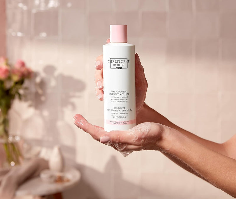 Christophe Robin Delicate Volumizing Shampoo with Rose Extracts for Thin, Fine, and Flat Hair 8.4 fl. oz (Pack of 2)