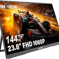 InnoView Large Portable Monitor 23.8inch FHD 1080P 144Hz USB-C, HDMI Computer Display HDR 100% sRGB IPS Gaming Monitor W/180°Adjustable DC Eyes Care Stand for Laptop PC MAC Phone PS4 Xbox Switch