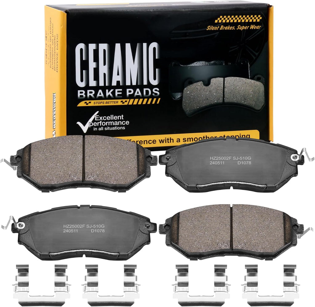HECHENQICHE D1078 Front Ceramic Brake Pads Kit Fit For Subaru Legacy 2005-2019, For B9 Tribeca 2006-2007, For Tribeca 2008-2014, For Outback 2010-2019, For Forester 2014-2018, For WRX 2015-2021