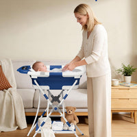 AVIDOR Bañera 2 en 1 con Soporte Plegable Diseño Dinosaurio Azul Marino
