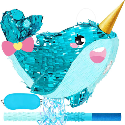 WERNNSAI Narwhal Piñata - Girl Narwhal Whale Birthday Party Supplies