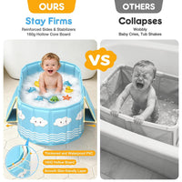 UMIKU Bañera Plegable para Bebé con 2 Tapones de Drenaje Azul