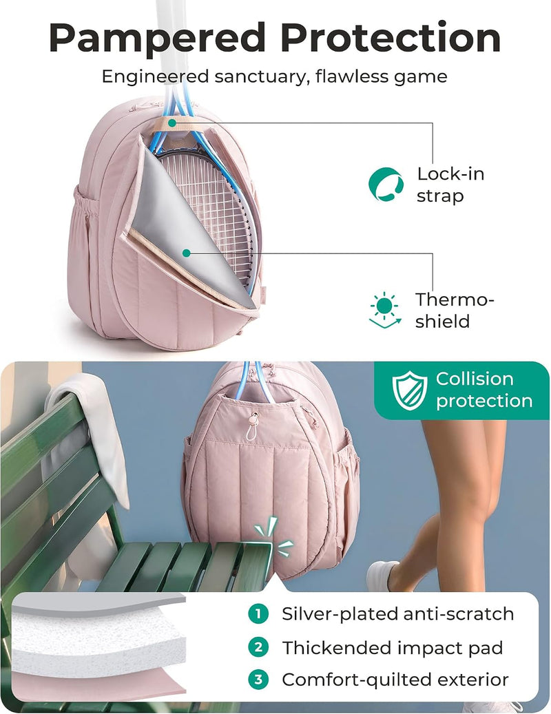 BAGSMART - Bolsa de tenis y gimnasio para mujeres, con compartimento para 2 raquetas,