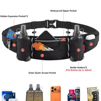 UTOBEST Running Hydration Belt with 2 Soft Flasks, 6-Pocket Waist Pack B5