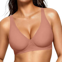 OEAK Womens Jelly Bras Wireless Deep V Comfy Push Up Tshirt Bras DST XS