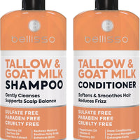 Beef Tallow Shampoo and Conditioner Set with Goat Milk - Sulfate Free Moisture for Women and Men - For Dry, Itchy Scalp