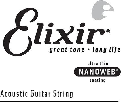 Elixir Strings, Acoustic Guitar Strings, Phosphor Bronze with NANOWEB Technology, Longest-Lasting Rich and Full Tone For Life with Comfortable Feel, Single String, 35