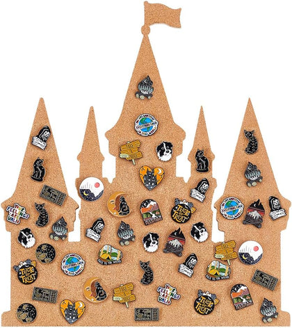BENECREAT Castle Pin Board Cork Board, 14.2x11.8inch Bulletin Display Board Brooch Jewelry Display Cork Tray for Brooch