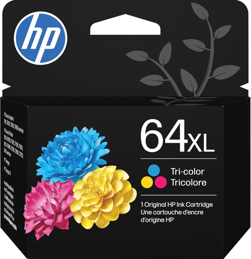 HP 64XL Tri-Color High-Yield Ink Cartridge Printers | Works with Printer Series: Envy Inspire 7950e; Envy Photo 6200, 7100, 7800; Tango | Eligible for Instant Ink | N9J91AN