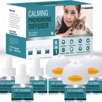 6 in 1 Cat Calming Diffuser Multicat Calming Pheromones Diffusers Relief Stress Scratching Anxiety Fighting 90 Days Calm Relaxing Pheromone for Cats kit