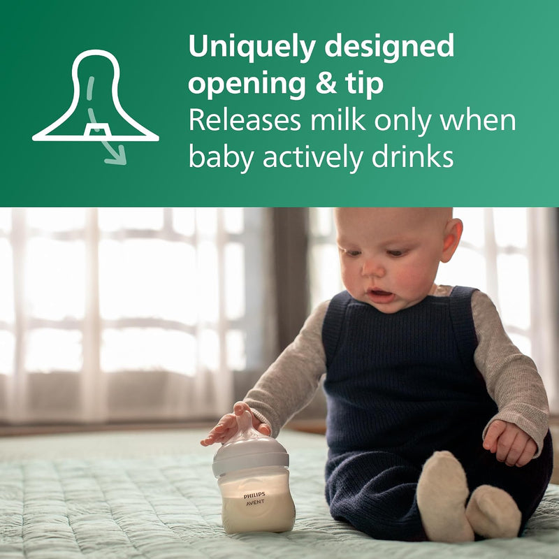 Philips Avent Natural Biberones de Vidrio 4 oz Flujo Lento Pack de 4