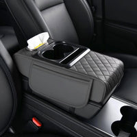 BNMFFYU Car Armrest Cushion Fit for Toyota RAV4: Fuax Leather Center Console Cover with Cup Holder, 2 Storage Bags, Phone Slot and Tissue Box Slot, Middle Console Organizer(005# Grey)