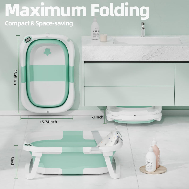 iBabyMax Bañera Plegable para Bebé con Termómetro 0 a 36 Meses Turquesa