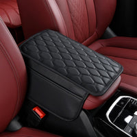 BNMFFYU Car Center Console Cover Fit for Hyundai Elantra: Leather Car Armrest Cover Cushion with 2 Storage Bags - Car Accessories Console Arm Rest Protector(002# Black)