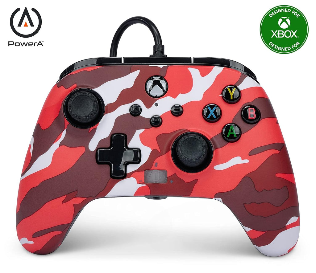 PowerA Enhanced Wired Controller for Xbox Series X|S - Red Camo, gamepad, wired video game controller, gaming controller, works with Xbox One