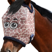 Harrison Howard All Round Mesh Horse Fly Mask UV Protective with Fleece Padded Edging and Fun Prints Forelock Opening Design Mask for Horse Giraffe Large