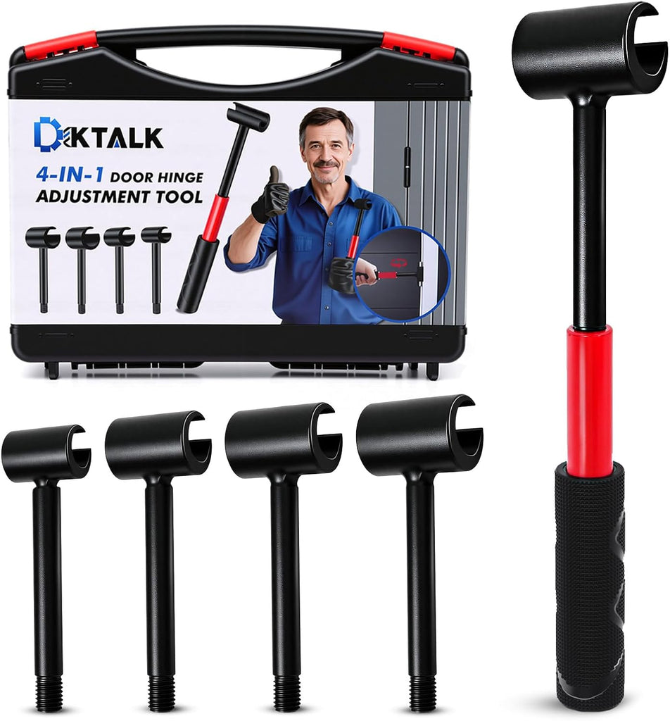 DikTalk 4-in-1 Door Hinge Adjustment Tool for Residential & Commercial, Heavy Duty Gap Adjusting Wrench with Thread Design & Rubber Handle, 0.55"/0.71"/0.91"/0.98"