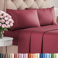 Full Size 4 Piece Sheet Set - Comfy Breathable & Cooling Sheets - Burgundy