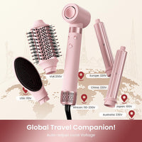 MESCOMB 5-in-1 Dual Voltage Hair Dryer Brush for Travel with Storage Bag