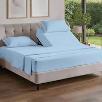 Flex Top Split Head King 4 Piece Sheet Set - Soft & Breathable - Sky Blue