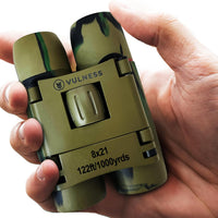 VULNESS Binoculars for Adults, Small Mini Travel Essentials, 8X21, Camo