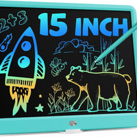 Bravokids 15 Inch LCD Writing Tablet for 3 Year Olds - Electronic Drawing Pad and Doodle Board as Educational Birthday Gifts for Girls and Boys (Blue)