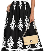 BTFBM Summer Dresses for Women 2026 Casual Floral Boho Sleeveless Square Neck A Line Flowy Beach Maxi Sundress Pockets(Black White Flower, Small)