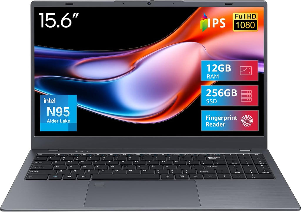 BiTECOOL 15.6" Laptop, 12GB LPDDR5 RAM, 1TB NVMe SSD, N95 Quad Core (up to 3.4GHz), FHD IPS Display, 2.4G/5G WiFi, BT5.0, Fingerprint, Webcam, Long Battery Life - for Work, Study, and Entertainment