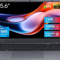 BiTECOOL 15.6" Laptop, 12GB LPDDR5 RAM, 1TB NVMe SSD, N95 Quad Core (up to 3.4GHz), FHD IPS Display, 2.4G/5G WiFi, BT5.0, Fingerprint, Webcam, Long Battery Life - for Work, Study, and Entertainment