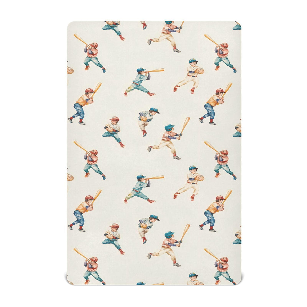 Playing Baseball Crib Sheets for Boys Girls,Fitted Crib Sheets for Toddler,Baby Nursery Sheet for Cribs,Soft 39 * 27 * 5In
