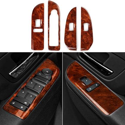 Car Window Lift Switch Cover Trim Wood Grain Sticker Decal fits for Chevrolet Silverado Suburban Tahoe Avalanche/GMC Sierra Yukon/Cadillac Escalade Accessories - 2007-2009 NOT FIT