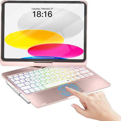 Funda con Teclado NOKBABO para iPad 10/11 (A16) y Air 11" (M4/M3/M2) - Rosa Intenso