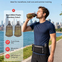 UTOBEST Running Hydration Belt with 2 Soft Flasks, 6-Pocket Waist Pack B5