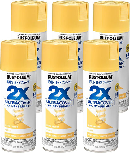 Rust-Oleum Painter's Touch 2X Ultra Cover Spray Paint, Gloss Warm Yellow