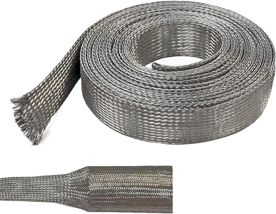 Electriduct 1/2" Tinned Copper Metal Braid Sleeving Flexible EMI RFI Shielding Wire Mesh (0.32" Diameter) - 100 Feet