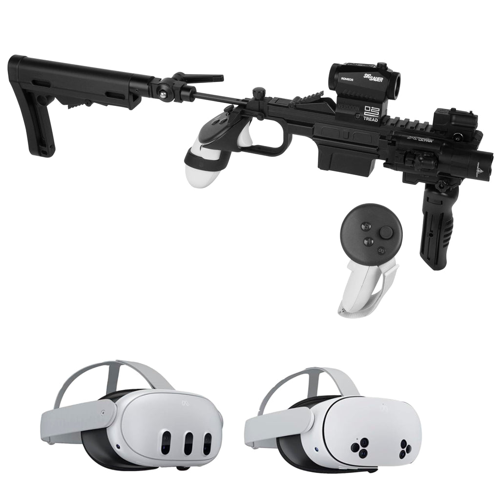 VR Gun Stock Quest 3&Meta Quest 3S,Adjustable & Foldable Design,Rapid REL0AD System,Real-Time Crosshair,Nylon Aluminum Construction-Left-Hand