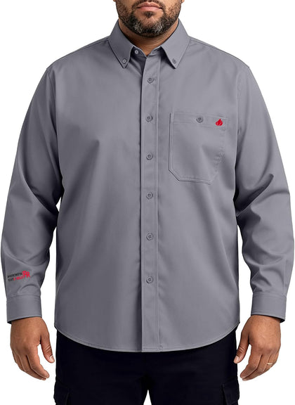 WORKWEYA FR Welding Shirts 7.5oz Cotton Button Down Flame Resistant Shirt for Men Light Gray