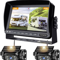 VOONOA 2 Magnetic Wireless Backup Camera with 7'' HD 1080P DVR Monitor System, 15000mAh Rechargeable Waterproof Dual Solar Reverse Camera for Hitch Towing Car Trailer Truck RV VN007