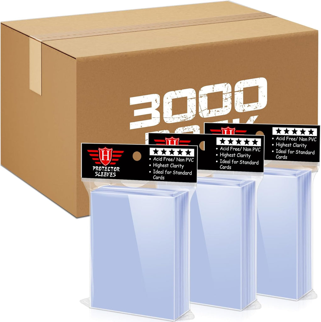 3000 Counts Card Sleeves TopLoaders for Trading Cards, Soft Clear Baseball Card Sleeves Plastic Card Protector for Football Card Sports Cards Game Card Standard Cards